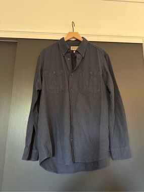 Duluth Trading Men’s 100% Cotton Button Up Blue Trim Fit sz XL